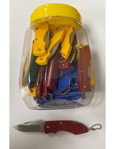 JAR OF 36 COLORED KNIVES