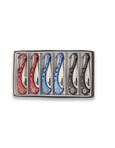 6-PIECE SET OF KNIVES WITH CARABINER,...