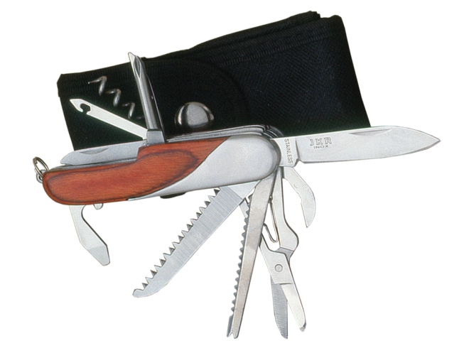 MULTIPURPOSE KNIFE 14 USES RED WOOD...