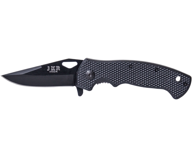 NAVAJA CON PUÑO DE FIBRA NEGRO Y HOJA...