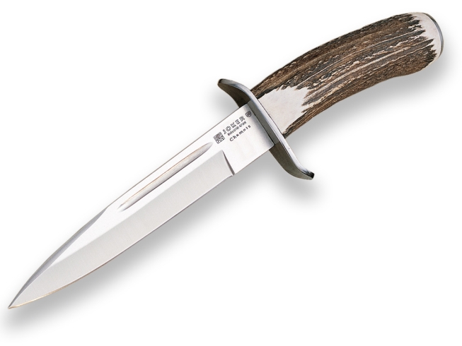 STAG HORN HANDLE, 18 CM FIXED BLADE...