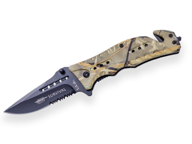 NAVAJA DE RESCATE JKR SURVIVAL, CON APERTURA ASISTIDA, HOJA INOX DE 8 ...
